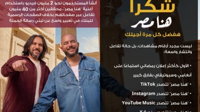 صورة إعلان “هنا مصر” يحصد المركز الأول على Spotify وAnghami ويصبح الأكثر استماعًا بفارق كبير